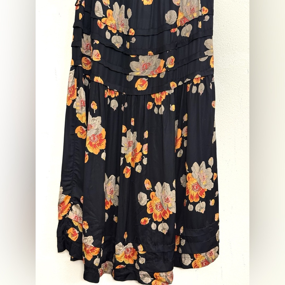 NWT The GREAT. The Frontier Floral Midi Skirt in Black & Light Brown Size S - Picture 9 of 16